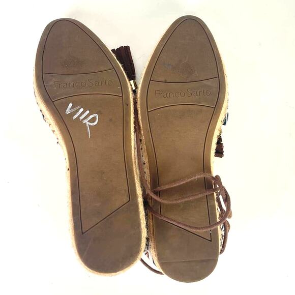 Franco Sarto Aztec Tribal Brown Lace Up Espadrille Flat Sandal Tassel Size 7.5 - Picture 5 of 5